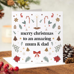 Christmas Card For Mum And Dad Merry Christmas To An Amazing Mum And Dad Gift Card With Xmas Tree Mummy And Daddy New Dad Mum Greeting Cards