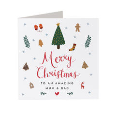 Merry Christmas To An Amazing Mum And Dad Gift Card New Dad Mum Cute Xmas Greeting Cards With Xmas Tree For Mummy Daddy