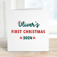 Personalised First Christmas Gift Card Baby's 1St Xmas With Name Santa Hat For New Baby Son Daughter Grandson Granddaughter Nephew Niece