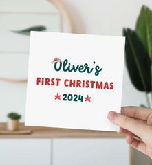 Personalised First Christmas Gift Card Baby's 1St Xmas With Name Santa Hat For New Baby Son Daughter Grandson Granddaughter Nephew Niece