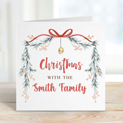 Personalised Family Christmas Card With Last Name Happy Merry Christmas Xmas Cards Greetings Card