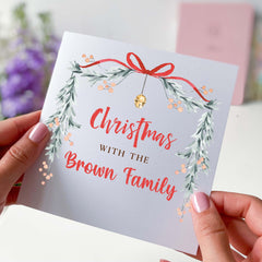 Personalised Family Christmas Card With Last Name Happy Merry Christmas Xmas Cards Greetings Card