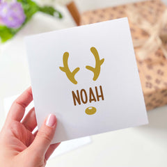 Personalised Christmas Card For Kids Reindeer Gift Card For Boy Girl Cute Xmas Kid Son Daughter Nephew Niece Granddaughter Grandson