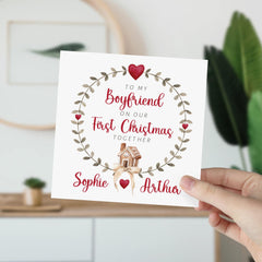 To My Girlfriend On Our First Christmas Together Gift Card With Names 1St Christmas Gift Card Cute Design To Girlfriend