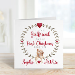 To My Girlfriend On Our First Christmas Together Gift Card With Names 1St Christmas Gift Card Cute Design To Girlfriend