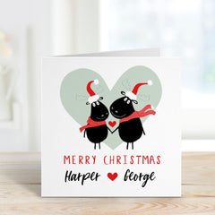 Christmas Card For Boyfriend Girlfriend Wife Husband Fiancee Personalised Xmas Card For Couple Newlywed First Christmas Married Engaged