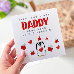 Christmas Card For Daddy Happy Christmas Daddy From Your Little Penguin Card Cute Xmas Gift Card For New Dad 1St Xmas Our First Christmas