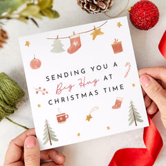 Sending You A Big Hugs At Christmas Time Card With Cute Design Xmas Card For Him Her Friend Mum Dad Grandma Grandad Auntie Uncle Nanny Nana