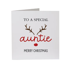 To A Special Auntie Merry Christmas Card Xmas Special Gift Card With A Cute Reindeer Xmas Cards For Her Lovely Design Aunt Gift Card