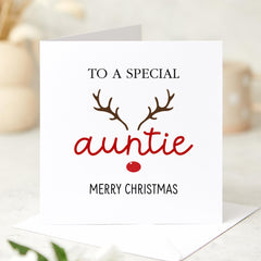 To A Special Auntie Merry Christmas Card Xmas Special Gift Card With A Cute Reindeer Xmas Cards For Her Lovely Design Aunt Gift Card