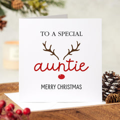 To A Special Auntie Merry Christmas Card Xmas Special Gift Card With A Cute Reindeer Xmas Cards For Her Lovely Design Aunt Gift Card