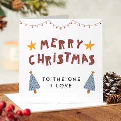 Merry Christmas To The One Love Card Xmas Tree And Stars For Wife Husband Newlywed Married Engaged Couples Boyfriend Girlfriend Gift Card