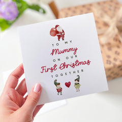 To My Mummy On Our First Christmas Together Card 1St Xmas Card For New Mum Gift Card With Santa Claus To The Best Mum