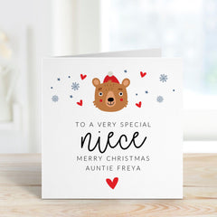 Christmas Card For Niece Merry Christmas Card To A Very Special Niece With Cute Fun And Cheerful Design Auntie Name Xmas Gift Card