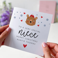 Christmas Card For Niece Merry Christmas Card To A Very Special Niece With Cute Fun And Cheerful Design Auntie Name Xmas Gift Card