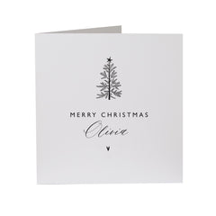 Merry Christmas Card With Name Personalised Gift Card For Her Him Friend Boyfriend Girlfriend Xmas Tree Design Greeting Card