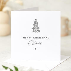 Merry Christmas Card With Name Personalised Gift Card For Her Him Friend Boyfriend Girlfriend Xmas Tree Design Greeting Card