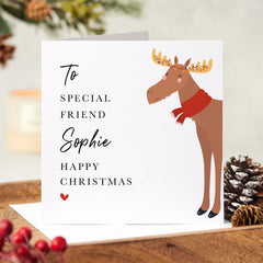 Personalised Christmas Card For A Friend To A Special Friend Merry Christmas Gift Card With Name Cute Reindeer Xmas For Her Him Gift