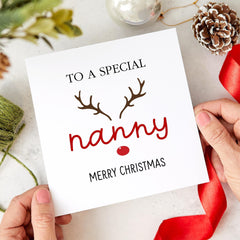 Christmas Card For Nanny Merry Christmas Card To A Special Nanny With A Cute Reindeer Xmas Special Gift Card Xmas Cards For Her Lovely