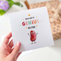 Exam Result Card You Did It Genius Bean Exam Result Gift Card For Her Him A Level Gcse Congratulations Card Your Results Little Genius