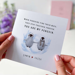 You Are My Penguin Gift Card With Names Cute Penguins For Boyfriend Girlfriend Anniversary Romantic Card Wife Husband Together Forever