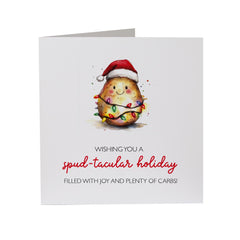 Spud-Tacular Funny Christmas Card For Her Him Friend Family Mum Dad Bestie Cousin Gift Xmas Wishes Card For Holiday Spud Card