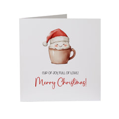 Merry Christmas Card With Cute Hot Chocolate Cup For Her Him Friend Wife Husband Best Friend Cup Of Joy Full Of Love Funny Xmas Card