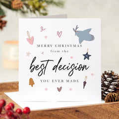 Merry Christmas From Best Decision You Ever Made Funny Gift Card For Her Him Wife Husband Boyfriend Girlfriend Mum Dad