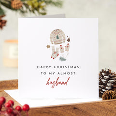 Card For Almost Engagement Couple Merry Christmas Card With "To My Almost Husband" Text For Couple Boyfriend Fiancee Engaged Greeting Card