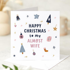 Christmas Card For Fiancee Happy Christmas Card With "To My Almost Wife" Text For Couple Girlfriend Fiancee Engaged Xmas Greeting Card