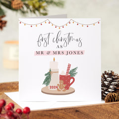 Personalised First Christmas As Mr And Mrs Last Name Card Our 1St Christmas Married Newlywed Xmas Card Newlywed Card For Wife Husband