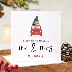 Christmas Card For Wife Husband Newlywed Personalised First Christmas As Mr & Mrs Last Name Card Christmas Truck Our 1St Christmas Married