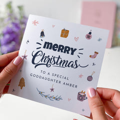 Merry Christmas To A Special Goddaughter Card With Name Xmas Card Christmas Card For Goddaughter First Christmas With Goddaughter