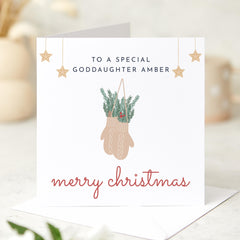 Christmas Card For Goddaughter Merry Christmas To A Special Goddaughter Card With Name Xmas Card 1St First Christmas Card For Goddaughter