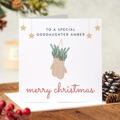 Christmas Card For Goddaughter Merry Christmas To A Special Goddaughter Card With Name Xmas Card 1St First Christmas Card For Goddaughter