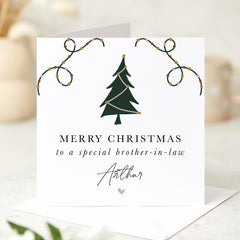 Christmas Card For Brother In Law Personalised To A Special Brother-In-Law Card With Name Gift Card Xmas Tree Card Christmas Card For Him