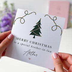 Christmas Card For Brother In Law Personalised To A Special Brother-In-Law Card With Name Gift Card Xmas Tree Card Christmas Card For Him