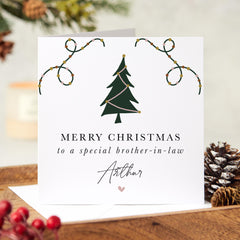 Christmas Card For Brother In Law Personalised To A Special Brother-In-Law Card With Name Gift Card Xmas Tree Card Christmas Card For Him