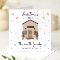 Personalised Christmas Card At New Home With Last Name And Address First Christmas At Our New Home Gift Card Xmas Cards Greeting Card Family