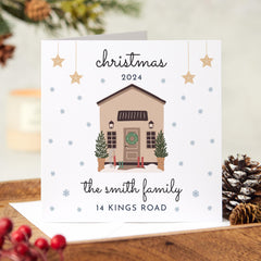 Personalised Christmas Card At New Home With Last Name And Address First Christmas At Our New Home Gift Card Xmas Cards Greeting Card Family