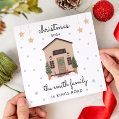 Personalised Christmas Card At New Home With Last Name And Address First Christmas At Our New Home Gift Card Xmas Cards Greeting Card Family