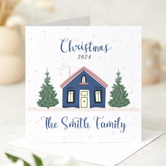 Personalised Christmas Card With Family Name Last Name First Xmas At New Home Gift Card Family Greeting Card Happy Merry Christmas