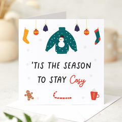 Tis The Season To Stay Christmas Card Cute Xmas Card For Her Him Friend Funny Christmas Card Greeting Cards