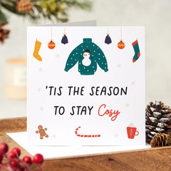 Tis The Season To Stay Christmas Card Cute Xmas Card For Her Him Friend Funny Christmas Card Greeting Cards