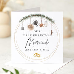 Our First Christmas Married Christmas Card With Couple's Names Xmas Gift Card Happy 1St Newly Married Greeting Card For Wife Husband