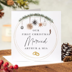 Our First Christmas Married Christmas Card With Couple's Names Xmas Gift Card Happy 1St Newly Married Greeting Card For Wife Husband