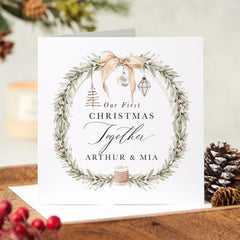 Christmas Card For Boyfriend Girlfriend Wife Husband Fiance Our First Christmas Together Card With Couple's Names 1St Xmas Gift Card Happy