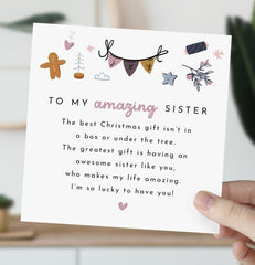 Christmas Card For Sister Merry Christmas To My Amazing Sister Card For Her The Best Christmas Gift Xmas Card The Greatest Gift For Xmas