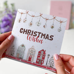 Christmas Wishes Card With Cute Winter Houses For Grandma Neighbour Postman Colleague Teammate Corporate Company Worker