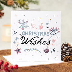 Christmas Wishes Card With Floral Design For Her Him Friend Family Mum Dad Bestie Girlfriend Boyfriend Xmas Gift Card Xmas Wishes Card